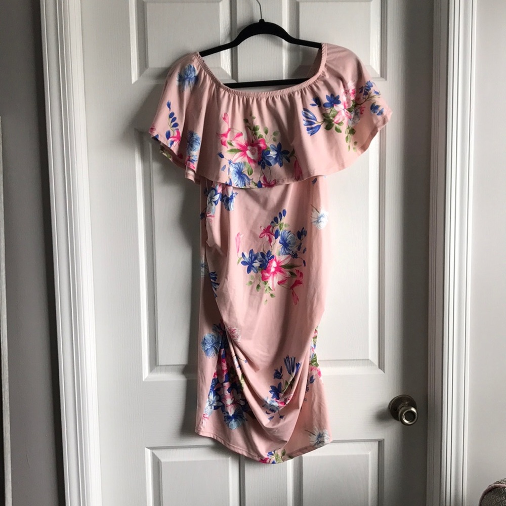 Floral pink maternity dress size L